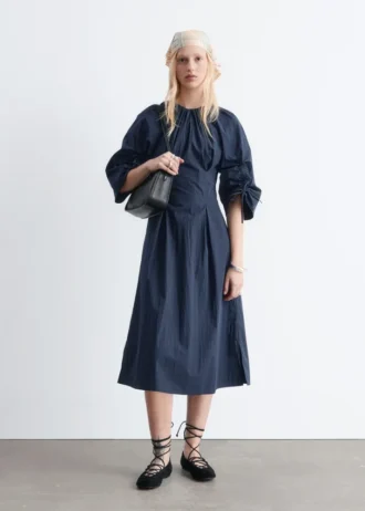 Sculptural Drawstring Midi Dress