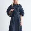 Sculptural Drawstring Midi Dress
