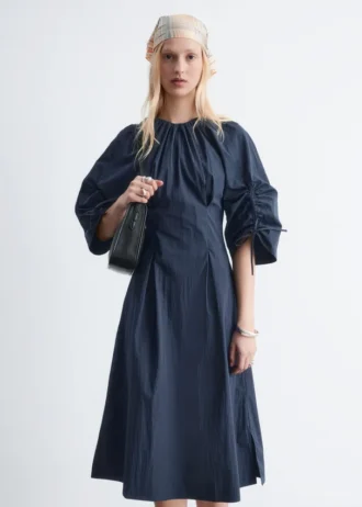 Sculptural Drawstring Midi Dress