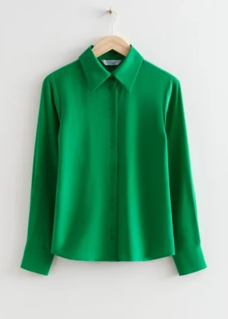 Shell Button Silk Blouse