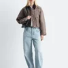 Short Cord-Collar Denim Jacket