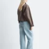 Short Cord-Collar Denim Jacket