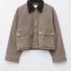Short Cord-Collar Denim Jacket