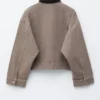 Short Cord-Collar Denim Jacket