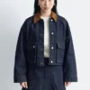 Short Cord-Collar Denim Jacket
