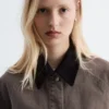 Short Cord-Collar Denim Jacket
