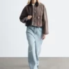 Short Cord-Collar Denim Jacket