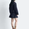 Short Cord-Collar Denim Jacket