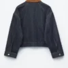 Short Cord-Collar Denim Jacket