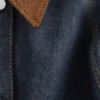 Short Cord-Collar Denim Jacket