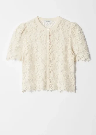 Short-Sleeve Crochet Cardigan