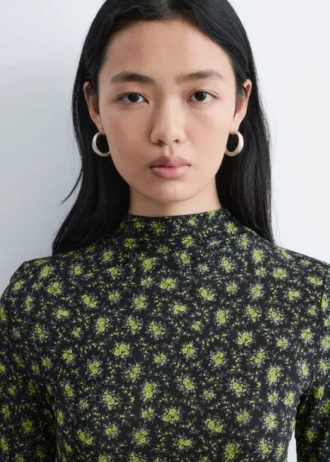 Short-Sleeve Mock-Neck Top