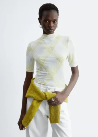 Short-Sleeve Mock-Neck Top