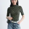 Short-Sleeve Mock-Neck Top