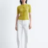 Short-Sleeve Rib-Knit Cardigan