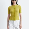 Short-Sleeve Rib-Knit Cardigan