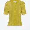 Short-Sleeve Rib-Knit Cardigan