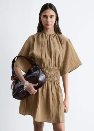 Short-Sleeve Ruched Mini Dress