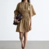 Short-Sleeve Ruched Mini Dress