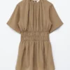 Short-Sleeve Ruched Mini Dress
