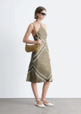 Silk Halterneck Midi Dress