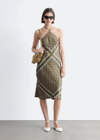 Silk Halterneck Midi Dress