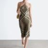 Silk Halterneck Midi Dress
