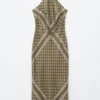 Silk Halterneck Midi Dress