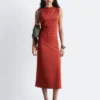Sleeveless Draped Midi Dress