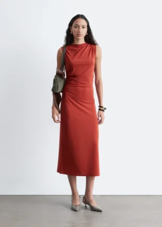 Sleeveless Draped Midi Dress