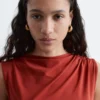 Sleeveless Draped Midi Dress