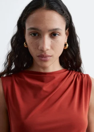 Sleeveless Draped Midi Dress