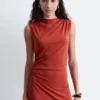 Sleeveless Draped Midi Dress