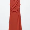 Sleeveless Draped Midi Dress