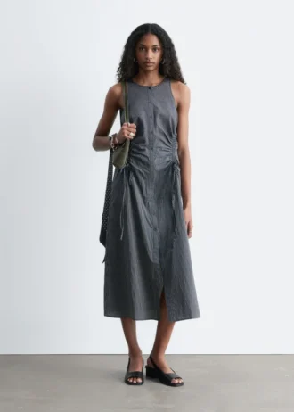Sleeveless Drawstring Midi Dress