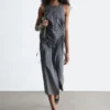 Sleeveless Drawstring Midi Dress