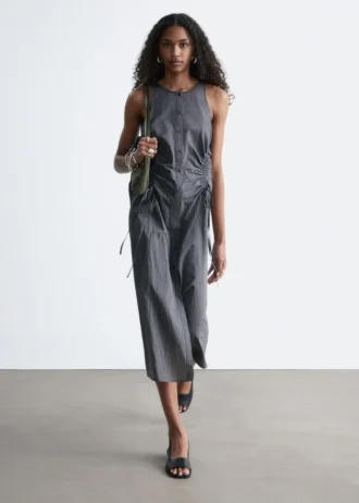 Sleeveless Drawstring Midi Dress