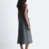 Sleeveless Drawstring Midi Dress