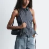 Sleeveless Drawstring Top