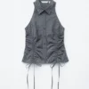 Sleeveless Drawstring Top