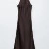 Sleeveless Satin Midi Dress