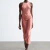 Sleeveless Satin Midi Dress