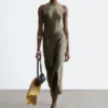 Sleeveless Satin Midi Dress