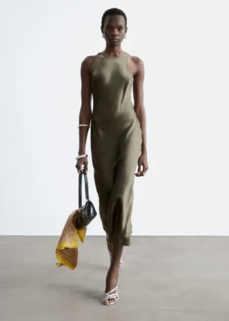 Sleeveless Satin Midi Dress