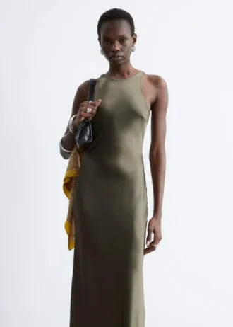 Sleeveless Satin Midi Dress