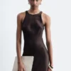 Sleeveless Satin Midi Dress