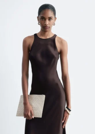 Sleeveless Satin Midi Dress