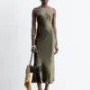 Sleeveless Satin Midi Dress