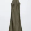 Sleeveless Satin Midi Dress