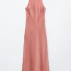 Sleeveless Satin Midi Dress